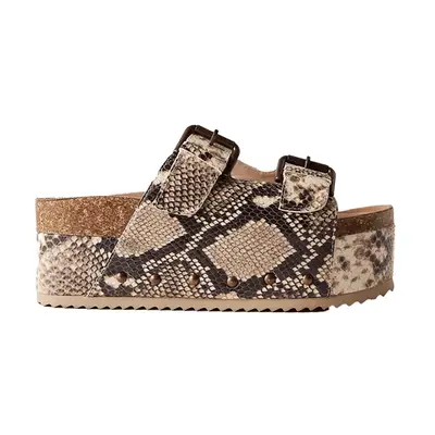 Intentionally Blank Rule Breaker Flatform Sandals in black and white python