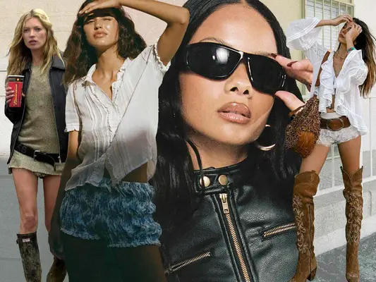 Kate Moss, Woman in Ruffled White Tops, and Woman Putting on Sunglasses