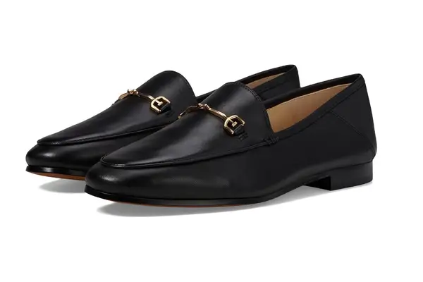 black loafer with gold hardware