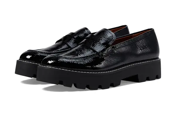 textured patent leather loafers
