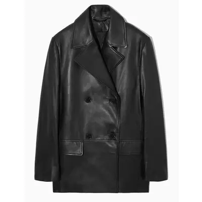 Double-Breasted Leather Jacket ($690)