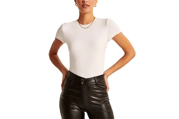 Abercrombie Short-Sleeve Cotton Seamless Fabric Crew Bodysuit