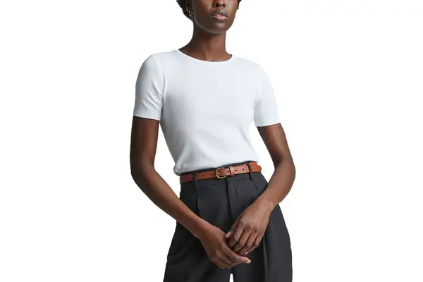 Everlane Pima Micro-Rib Crew Tee in White