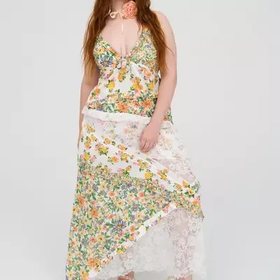 For Love & Lemons Rosalyn Maxi Dress in green floral