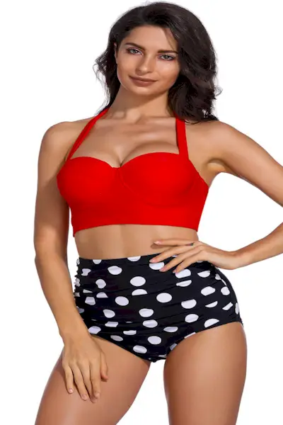 Bikini vintage a vita alta con ferretto