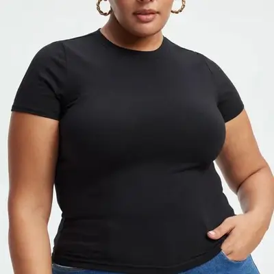 Good American Super Stretch Baby Tee in black
