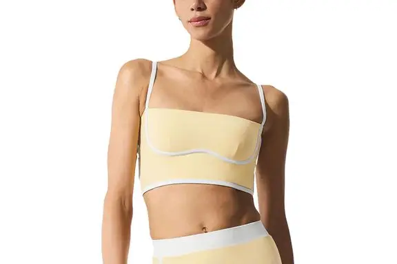 Alo Yoga Airbrush Streamlined Bra Tank in Warm Butter/White