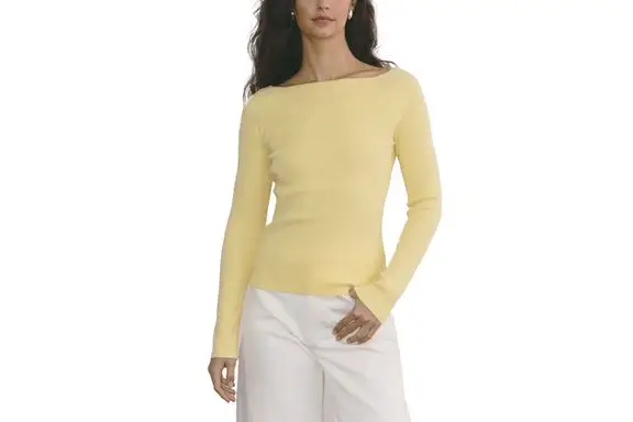 Everlane The Knit Boatneck Top in Banana Crepe