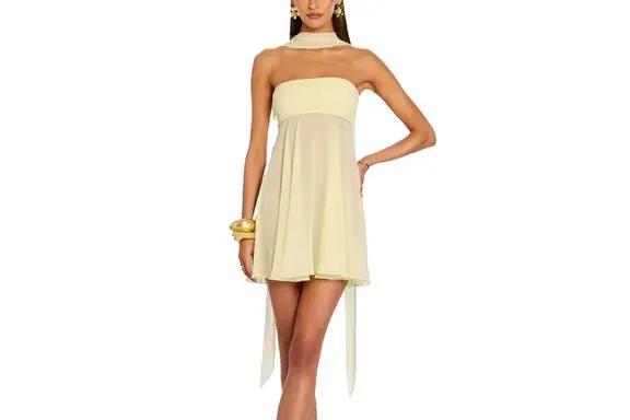 Ser.o.ya Sahar Mini Dress in Pastel Yellow