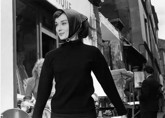 Audrey Hepburn wearing the hair scarf.