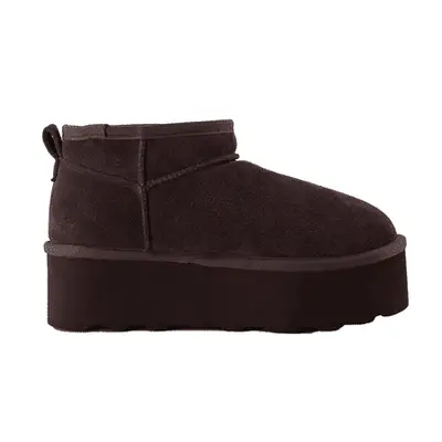 Cushionaire Hippy Genuine Suede Pull-On Platform Boots in chocolate brown