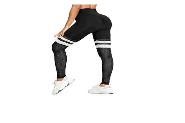 Calças de ioga com bloqueio de cores em malha