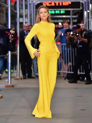Blake Lively wears an all-yellow outfit to Good Morning America in New York City