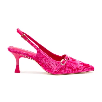 Larroude Ines Pump in shocking pink velvet