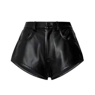 Lapointe Stretch Faux Leather Mini Short in black