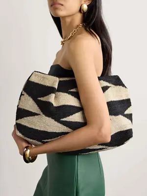 Loeffler Randall Natural Straw Brit Pleated Clutch