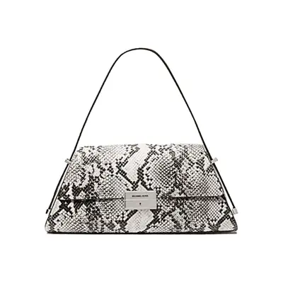 Michael Kors Ludlow Medium Snake Embossed Leather Shoulder Bag in black and white