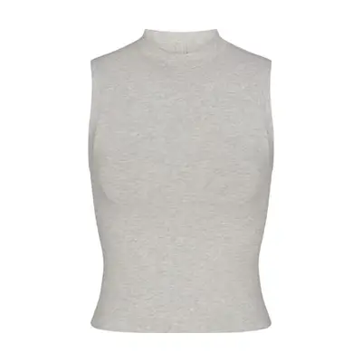 Skims Cotton Jersey Mock Neck Tank top in light heather gray