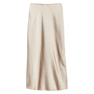 Old Navy High-Waisted Satin Midi Slip Skirt in mocha taffy beige