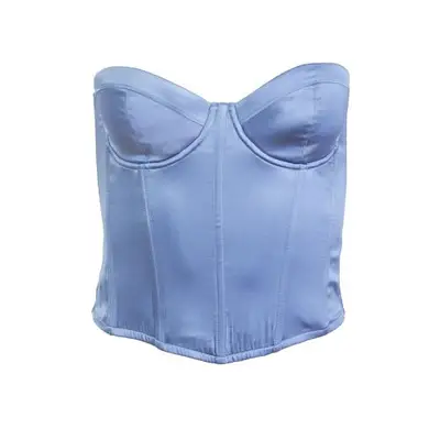 blue satin corset top