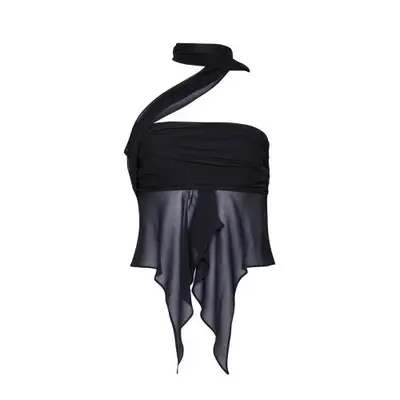 Guizio Chiffon Wrap Around Top in black