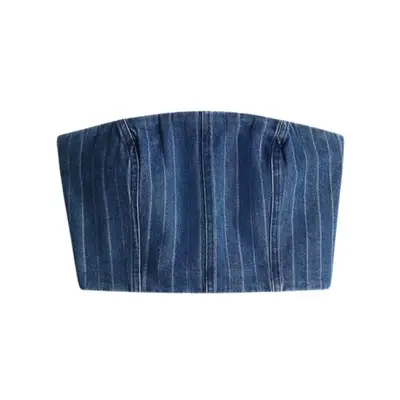 H&M denim bandeau crop tube top