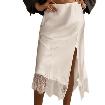 skirt with lace and side slit