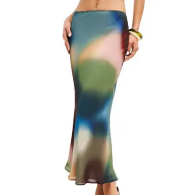 Reformation Layla Skirt in colorful blur pattern