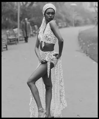 Woman wearing crop top set