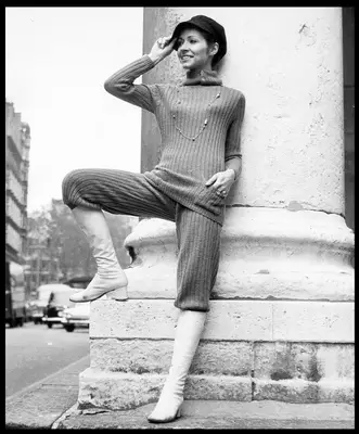 Woman wearing knit set