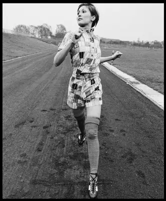 Woman wearing patchwork outfit