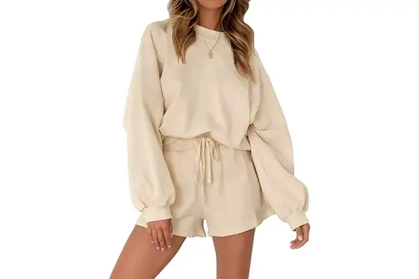 MEROKEETY Oversized Batwing Sleeve Lounge Set