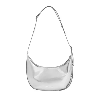 Charles & Keith Bryna Metallic Curved Hobo Bag in silver