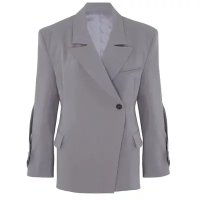 The Frankie Shop Pia Boxy Blazer in gray