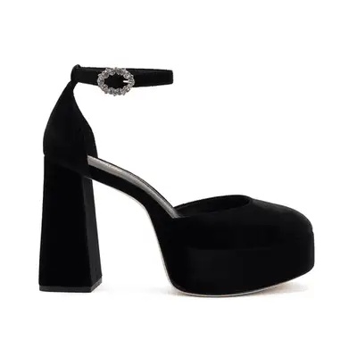 Larroude Ari Pump in black velvet