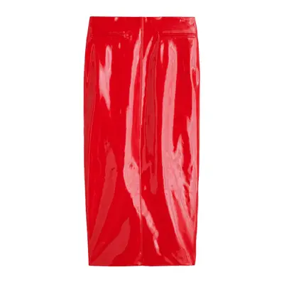 Christopher John Rogers x J.Crew Front-Slit Skirt in red vinyl