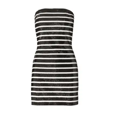 Photo of black and white striped sequin mini dress