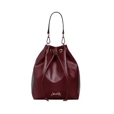 Silver & Riley Madison Drawstring Leather Bucket Bag in maroon