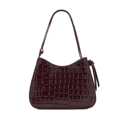 Mango Patent Leather-Effect Crocodile Bag in burgundy