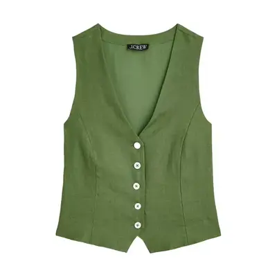 Almina Concept Linen Vest in white