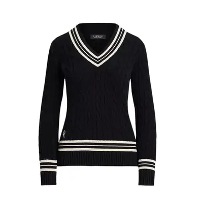 black Ralph Lauren sweater with white stripes