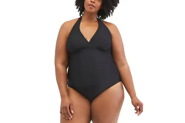 Motherhood Maternity Beach Bump Plus Size Smocked Waist Maternity One Piece Swimsuit UPF 50