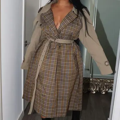 Naked Wardrobe Vinyl Trench Coat in dark red