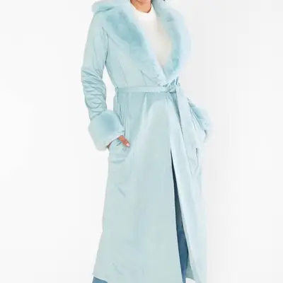 Show Me Your Mumu Penny Lane Long Coat in light blue