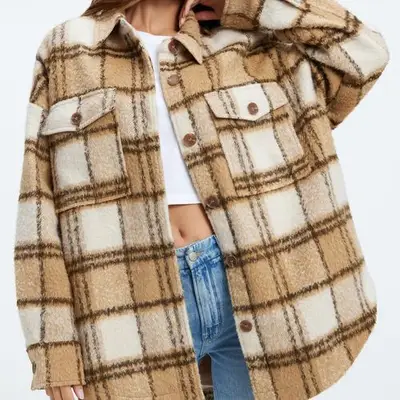 Good American Brushed Boyfriend Shacket