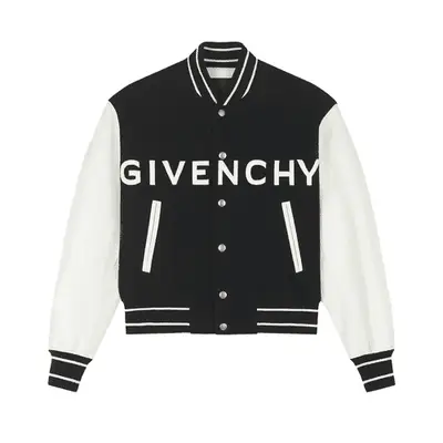 Givenchy Varsity Jacket in black and white wool and leather