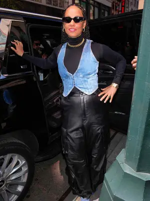 Photo of dark denim barrel jean