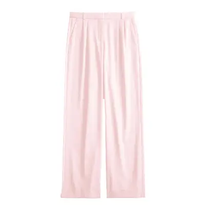 Abercrombie & Fitch Sloane Low Rise Tailored Wide Leg Pant in light pink