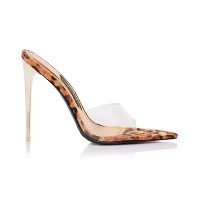 Jessica Rich Racy Mule in satin leopard