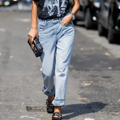 Patricia Manfield wearing a black tshirt and denim jeans outside Tibi on September 9, 2016 in New York City